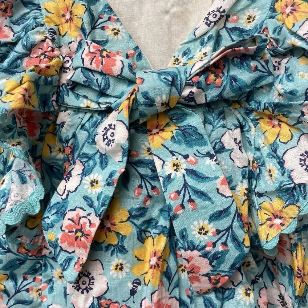 NWT TOMMY BAHAMA blue multicolor floral flutter sleeves baby girl dress 24M